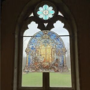 Sun Catcher  Dove Window Hanging - Blue and Gold Home Art